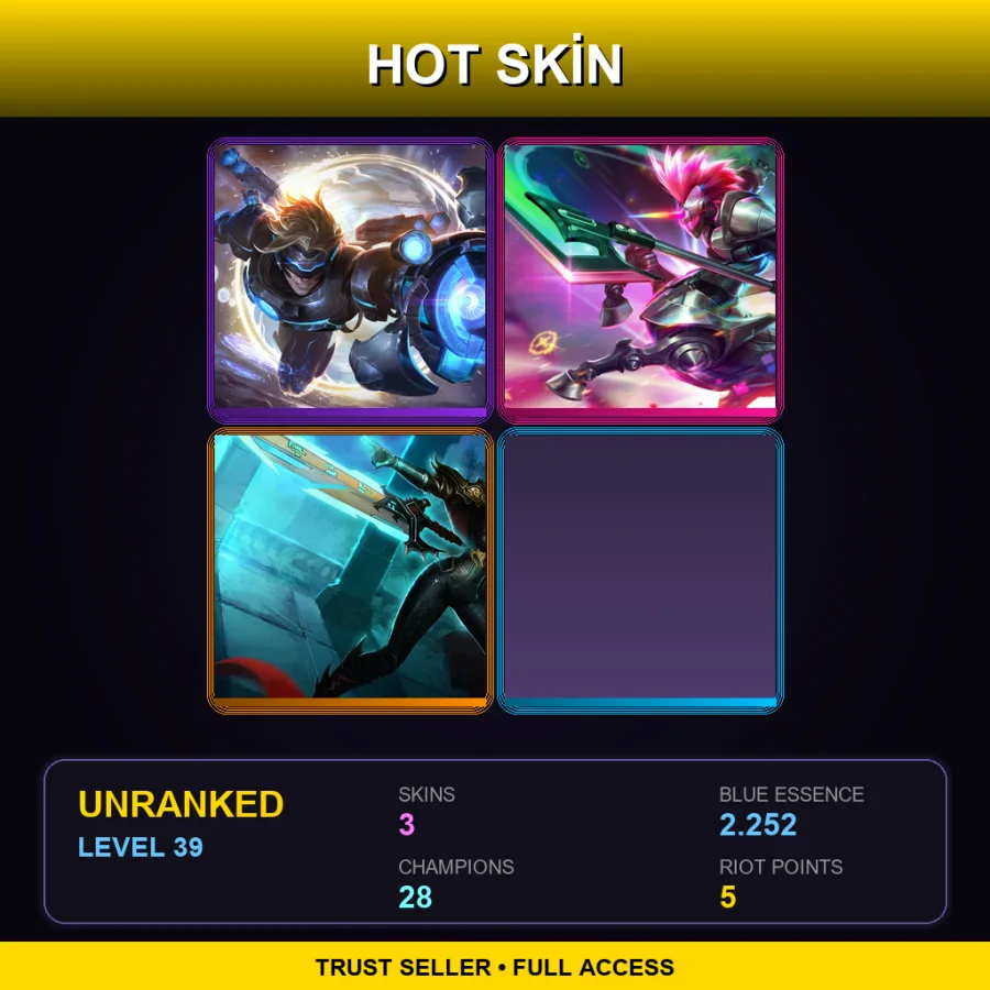EUW | Lv39 | Unranked | 3 Skin | 28 Champ — LoL account