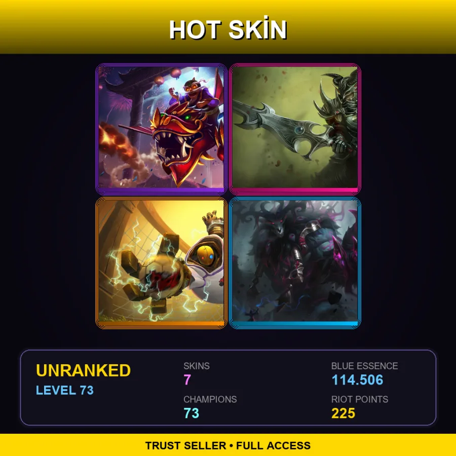 EUW | Lv73 | Unranked | 7 Skin | 73 Champ — LoL account