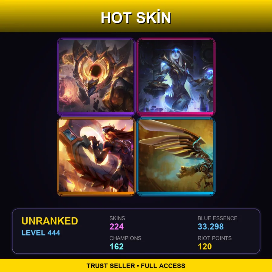 LAN | Lv444 | Unranked | 224 Skin | 162 Champ — Assassin Master Yi