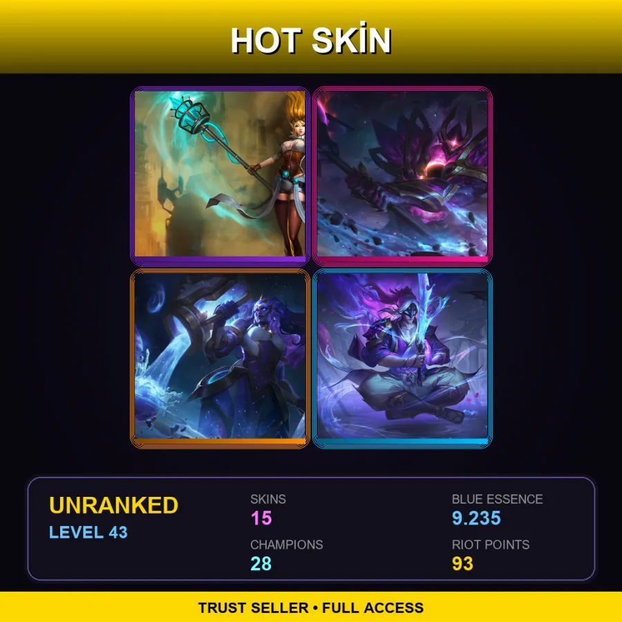 EUW | Lv43 | Unranked | 15 Skin | 28 Champ — LoL account