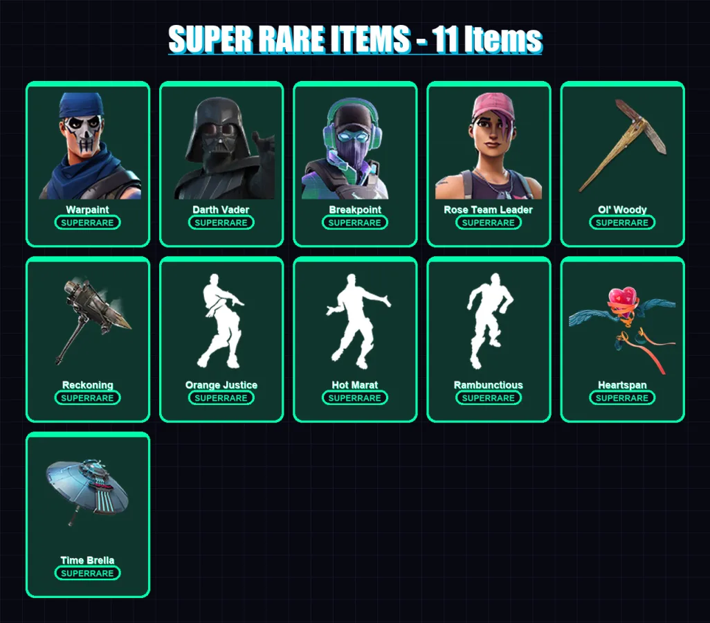 [PC/XBOX] | Warpaint | Darth Vader | Breakpoint | Rose Team Leader | Dire | 105 skin | 90 pickaxe | 104 emote | 105 glider | Lv1444