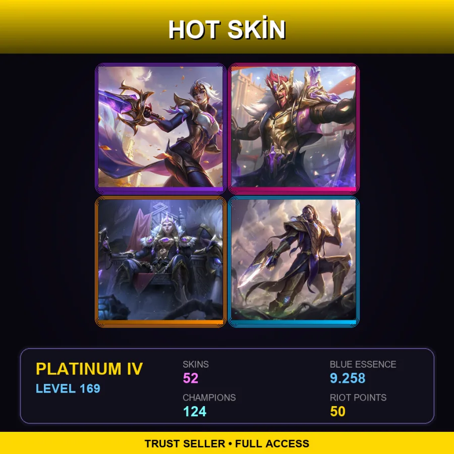 EUNE | Lv169 | Platinum IV | 52 Skin | 124 Champ — LoL account