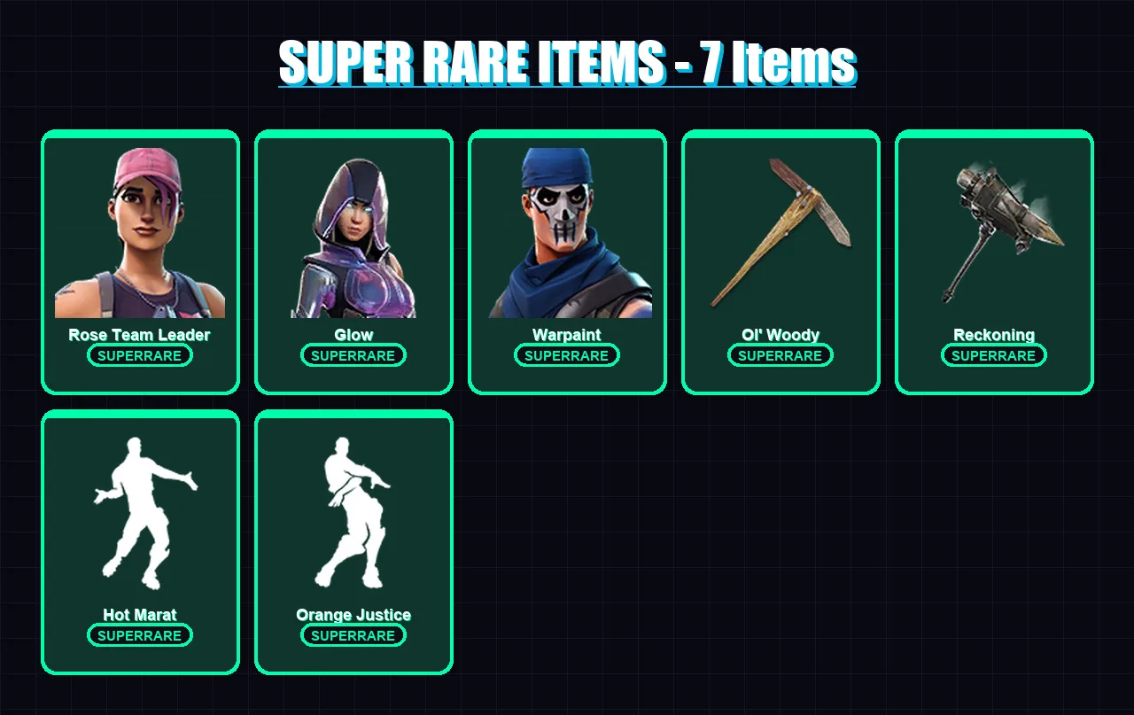 [PC/XBOX/PSN] | Rose Team Leader | Glow | Warpaint | Blackheart | Ronin | 54 skin | 56 pickaxe | 54 emote | 54 glider | Lv768