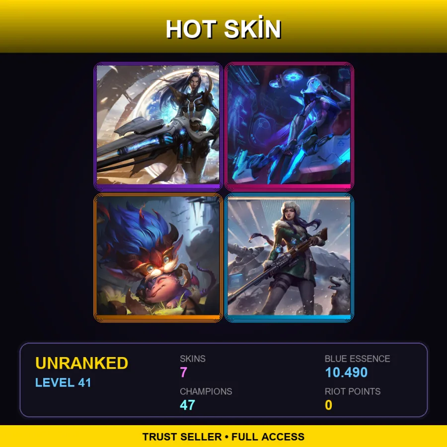 EUW | Lv41 | Unranked | 7 Skin | 47 Champ — LoL account