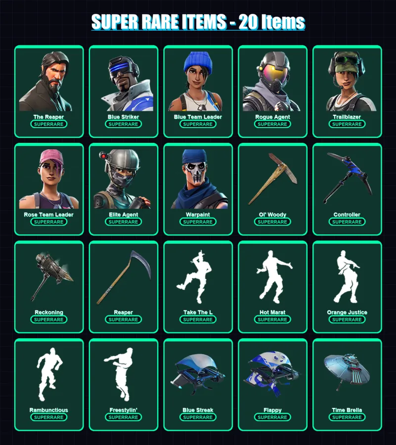 [PC/XBOX/PSN] | The Reaper | Blue Striker | Blue Team Leader | Rogue Agent | Trailblazer | 364 skin | 316 pickaxe | 232 emote | 211 glider | Lv2861