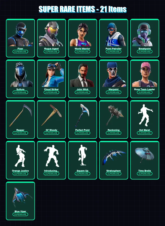 [PC/XBOX] | Fixer | Rogue Agent | World Warrior | Point Patroller | Breakpoint | 197 skin | 196 pickaxe | 159 emote | 184 glider | Lv2578