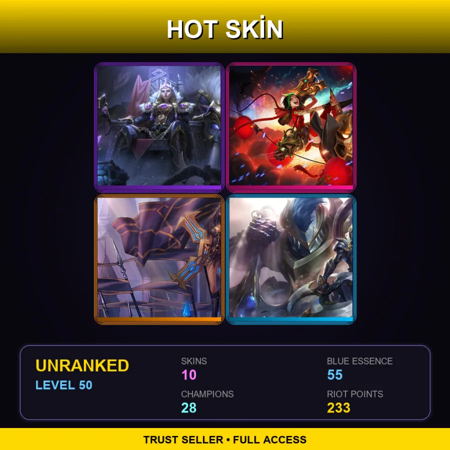 EUNE | Lv50 | Unranked | 10 Skin | 28 Champ — LoL account