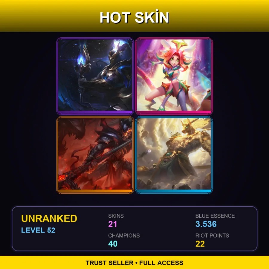 BR | Lv52 | Unranked | 21 Skin | 40 Champ — LoL account
