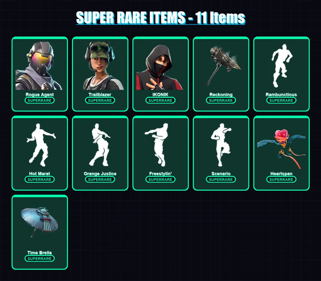 [PC/XBOX] | Rogue Agent | Trailblazer | IKONIK | Hybrid | Valor | 88 skin | 71 pickaxe | 91 emote | 70 glider | Lv1087