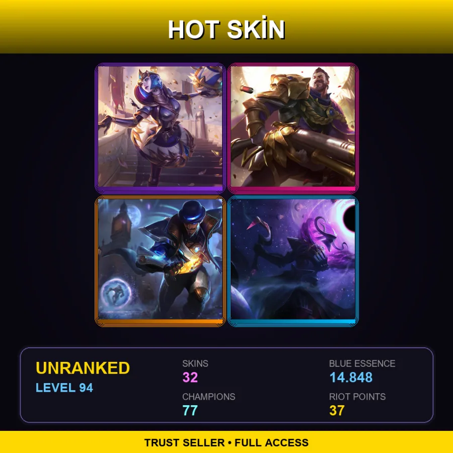 LAS | Lv94 | Unranked | 32 Skin | 77 Champ