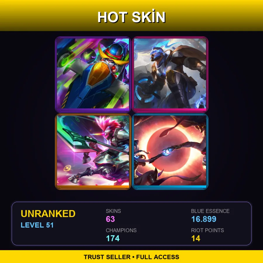 VN | Lv51 | Unranked | 63 Skin | 174 Champ