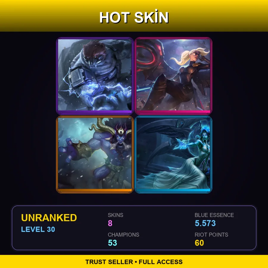 LAS | Lv30 | Unranked | 8 Skin | 53 Champ