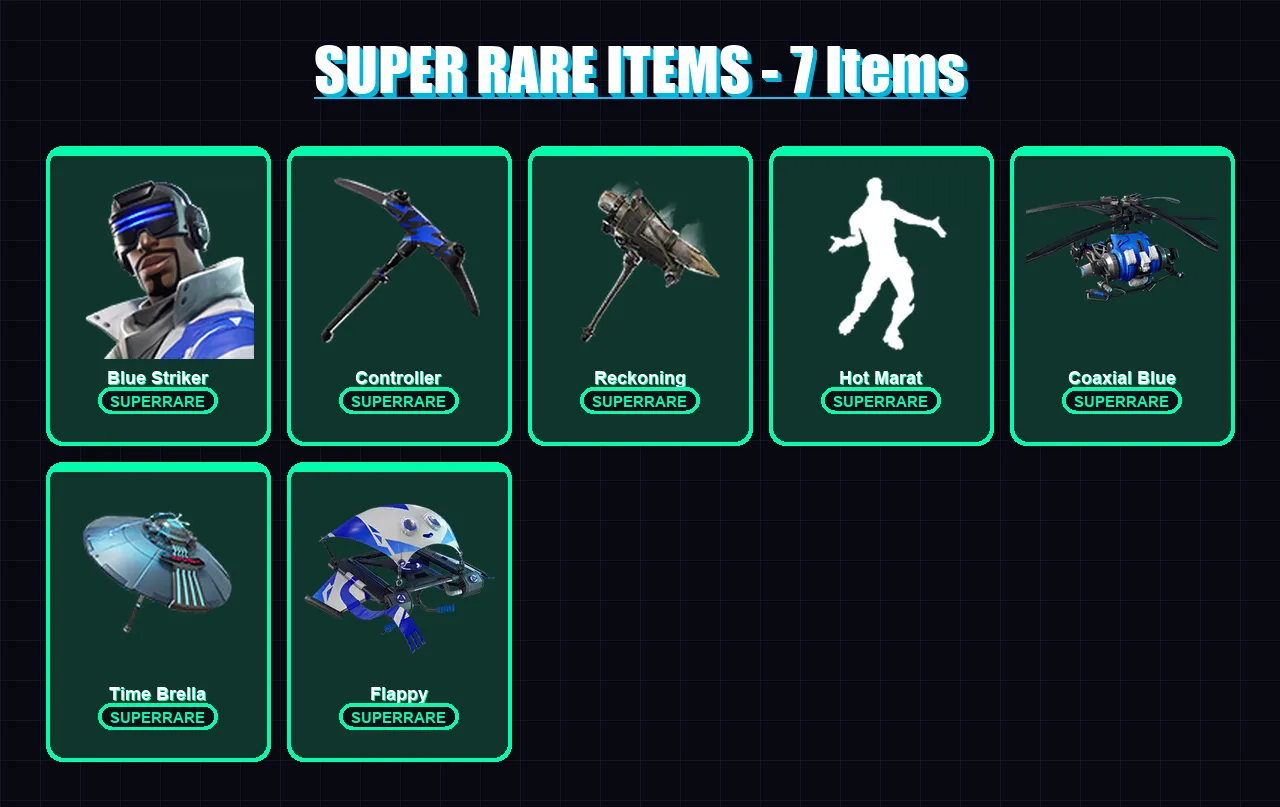 [PC/XBOX/PSN] | Blue Striker | Midas | Lynx | Zenith | Dire | 64 skin | 70 pickaxe | 60 emote | 63 glider | Lv858