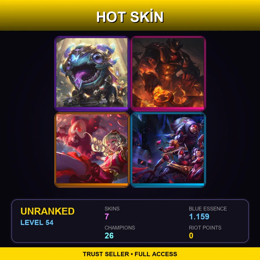 TR | Lv54 | Unranked | 7 Skin | 26 Champ — LoL account