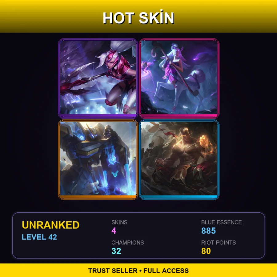 EUW | Lv42 | Unranked | 4 Skin | 32 Champ — LoL account
