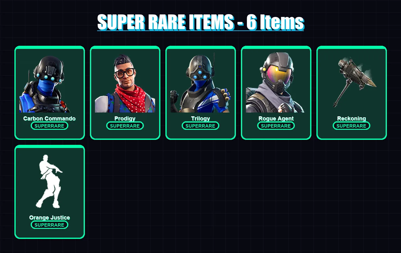 [PS4/PS5/XBOX/PC] | Carbon Commando | Prodigy | Trilogy | Rogue Agent | Valor | 21 skin | 26 pickaxe | 20 emote | 20 glider | Lv336
