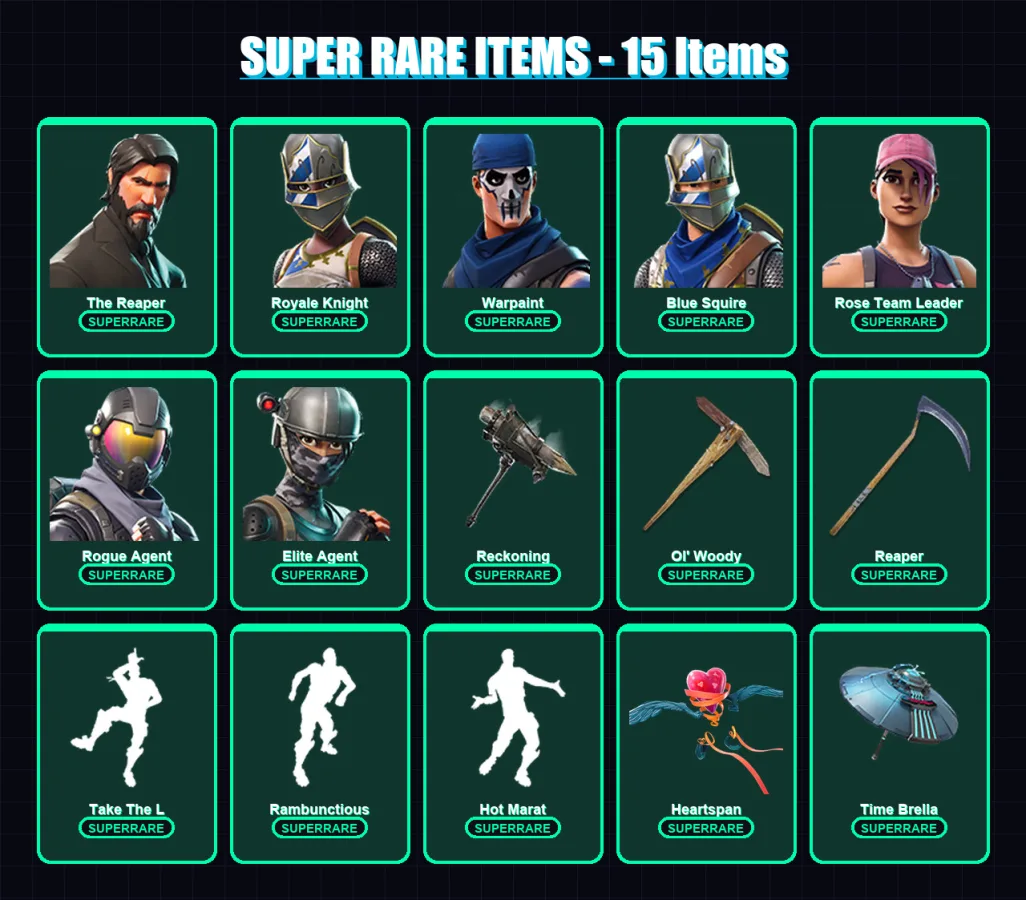 [PC/PSN] | The Reaper | Royale Knight | Warpaint | Blue Squire | Rose Team Leader | 58 skin | 46 pickaxe | 58 emote | 56 glider | Lv743 — Fortnite account