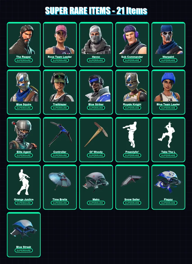 [PS4/PS5/XBOX/PC] | The Reaper | Rose Team Leader | Havoc | Sub Commander | Warpaint | 70 skin | 65 pickaxe | 46 emote | 63 glider | Lv835
