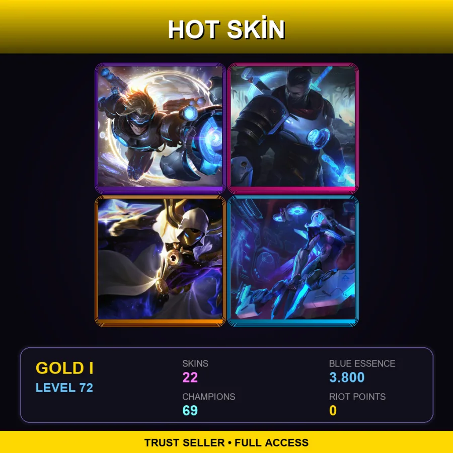 EUNE | Lv72 | Gold I | 22 Skin | 69 Champ — LoL account