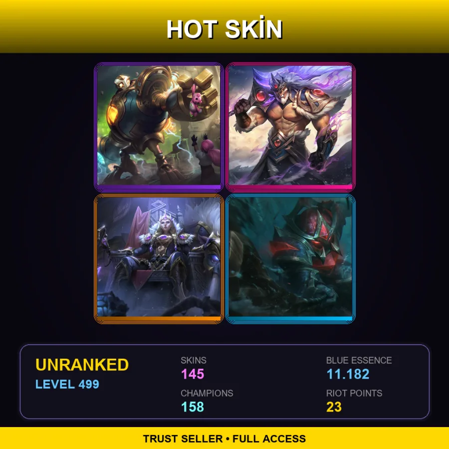 LAN | Lv499 | Unranked | 145 Skin | 158 Champ