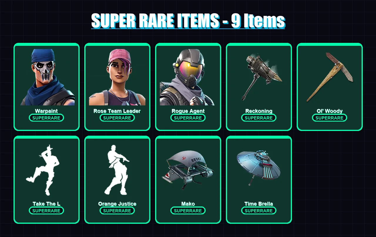 [PC/PSN] | Warpaint | Rose Team Leader | Rogue Agent | Drift | Predator | 54 skin | 74 pickaxe | 58 emote | 75 glider | Lv1015 — Fortnite account