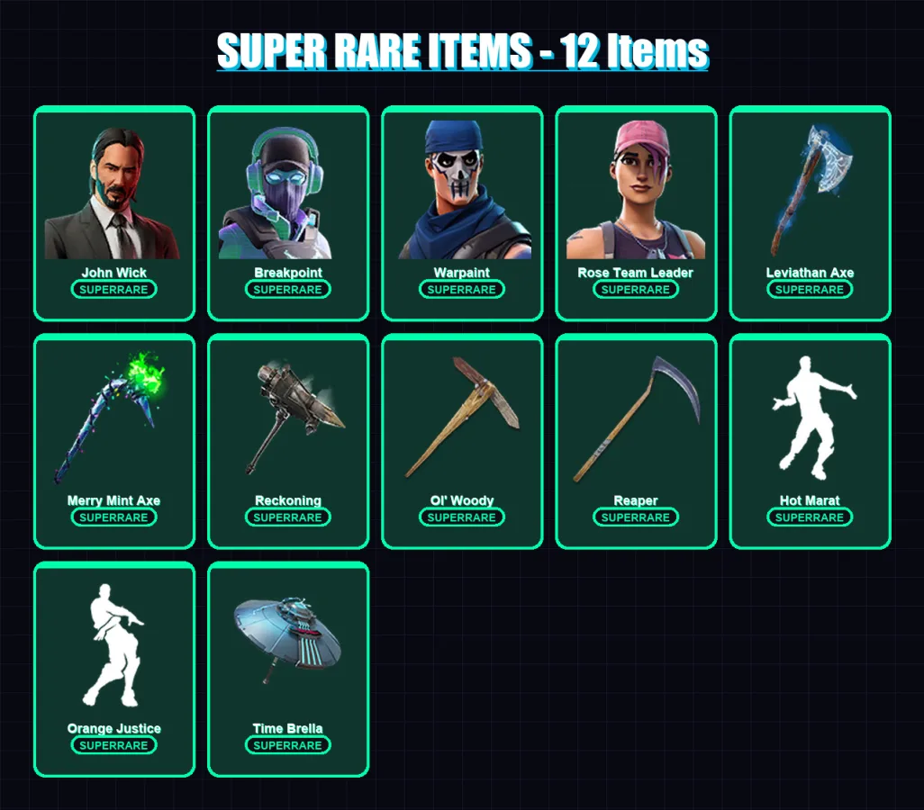 [PC/PSN] | John Wick | Breakpoint | Warpaint | Rose Team Leader | The Prisoner | 267 skin | 267 pickaxe | 217 emote | 219 glider | Lv3609 — Fortnite account