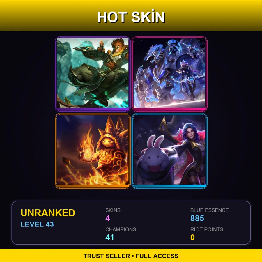 EUW | Lv43 | Unranked | 4 Skin | 41 Champ