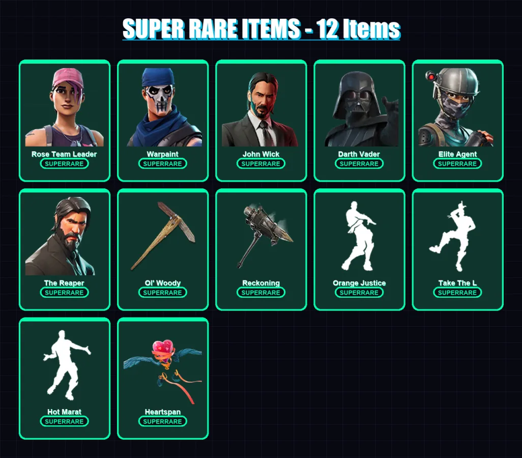 [SWITCH/XBOX/PSN/PC] | Rose Team Leader | Warpaint | John Wick | Darth Vader | Elite Agent | 124 skin | 125 pickaxe | 163 emote | 113 glider | Lv141
