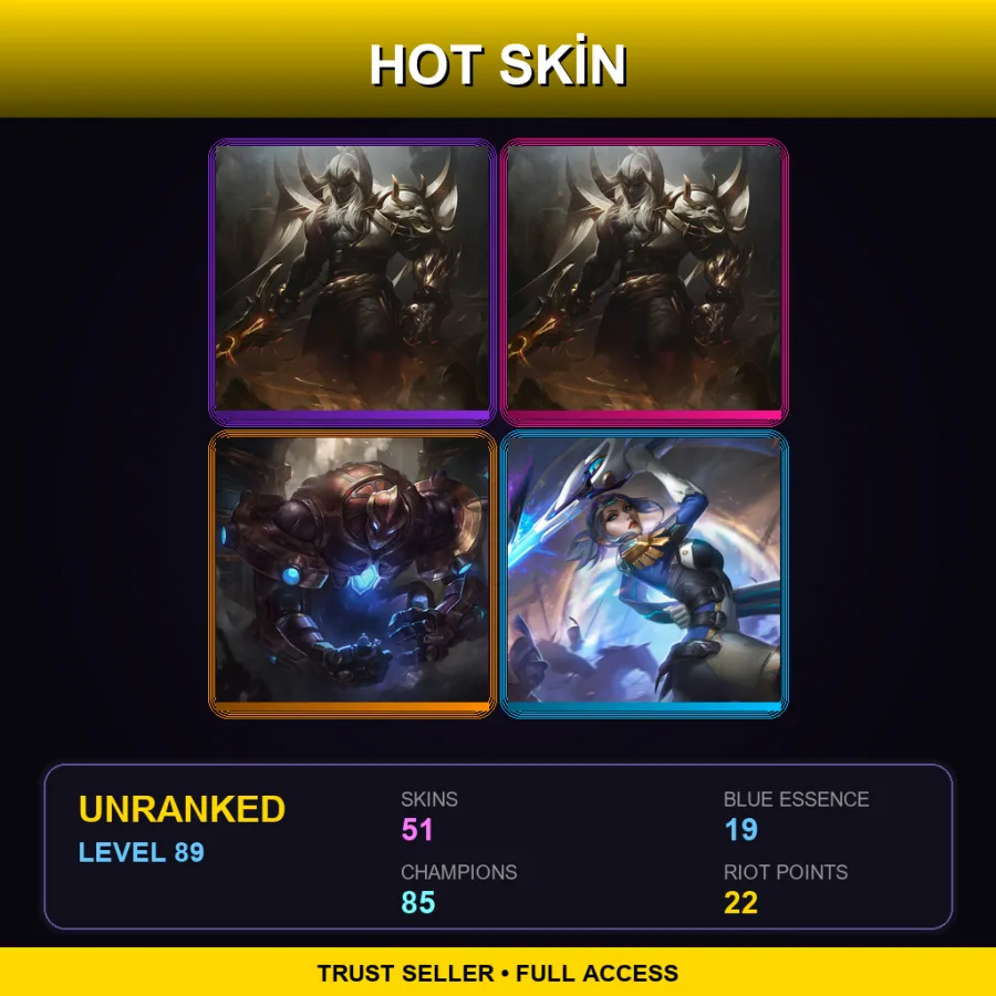 EUNE | Lv89 | Unranked | 51 Skin | 85 Champ — LoL account