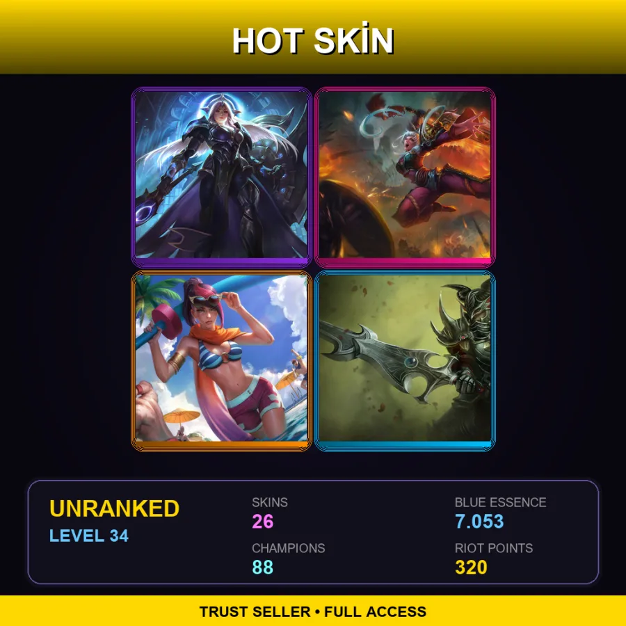 OCE | Lv34 | Unranked | 26 Skin | 88 Champ