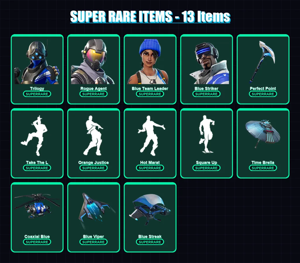 [PS4/PS5/XBOX/PC] | Trilogy | Rogue Agent | Blue Team Leader | Blue Striker | Peter Griffin | 62 skin | 108 pickaxe | 82 emote | 107 glider | Lv1842