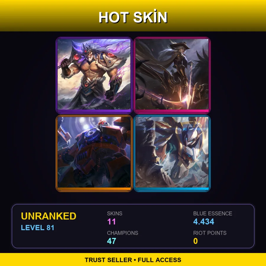 LAN | Lv81 | Unranked | 11 Skin | 47 Champ