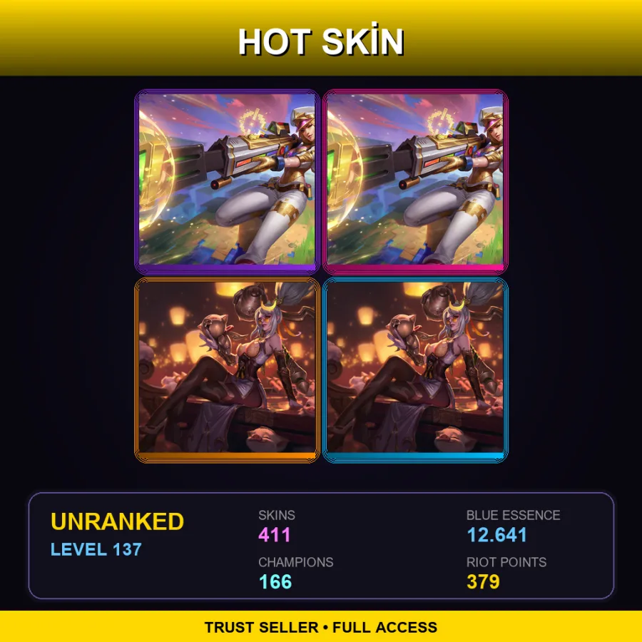 OCE | Lv137 | Unranked | 411 Skin | 166 Champ