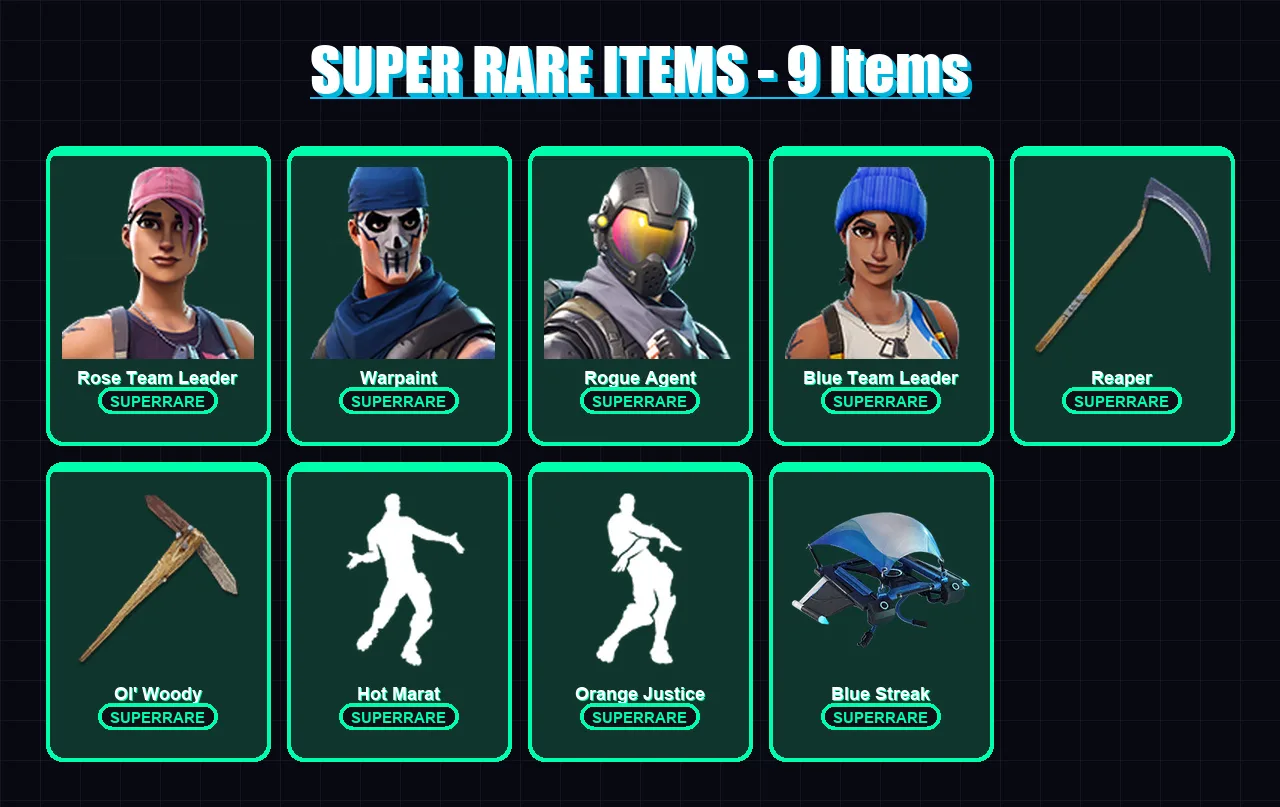 [PC/XBOX/PSN] | Rose Team Leader | Warpaint | Rogue Agent | Blue Team Leader | Zenith | 31 skin | 41 pickaxe | 45 emote | 36 glider | Lv471