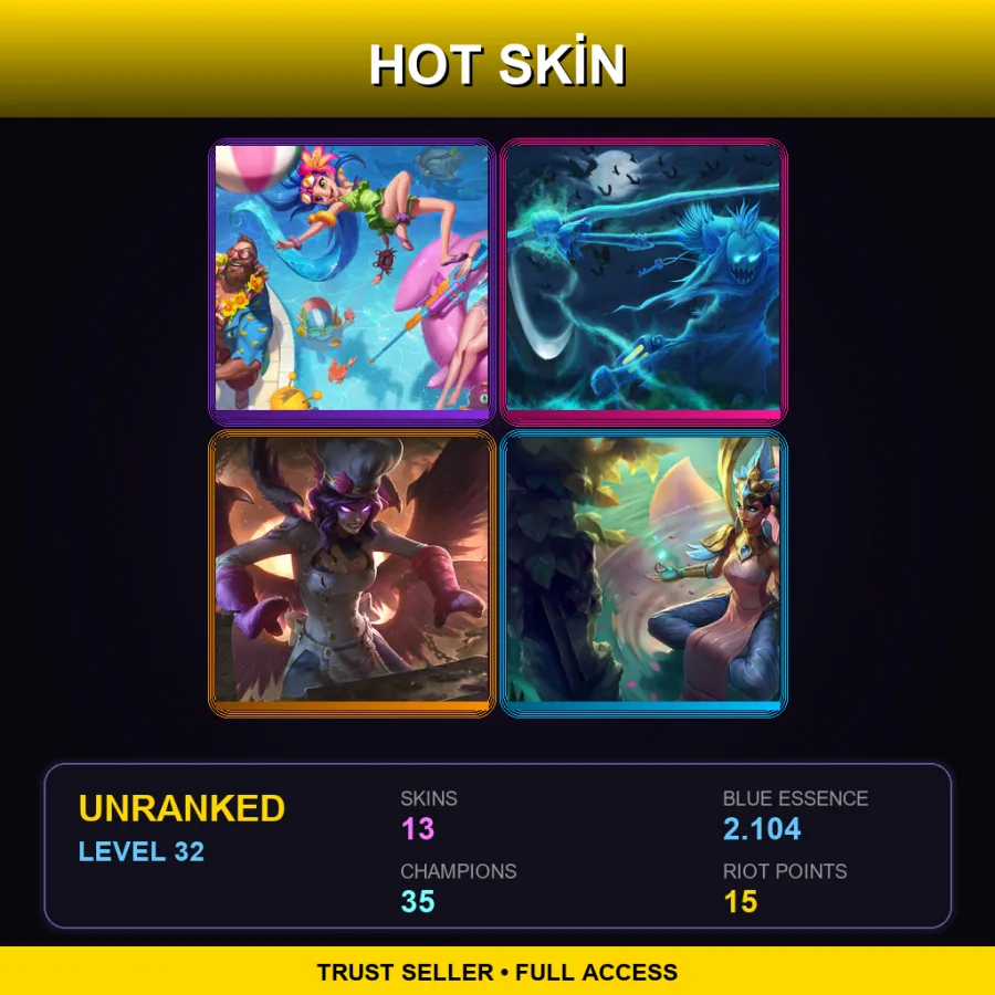 EUNE | Lv32 | Unranked | 13 Skin | 35 Champ — LoL account