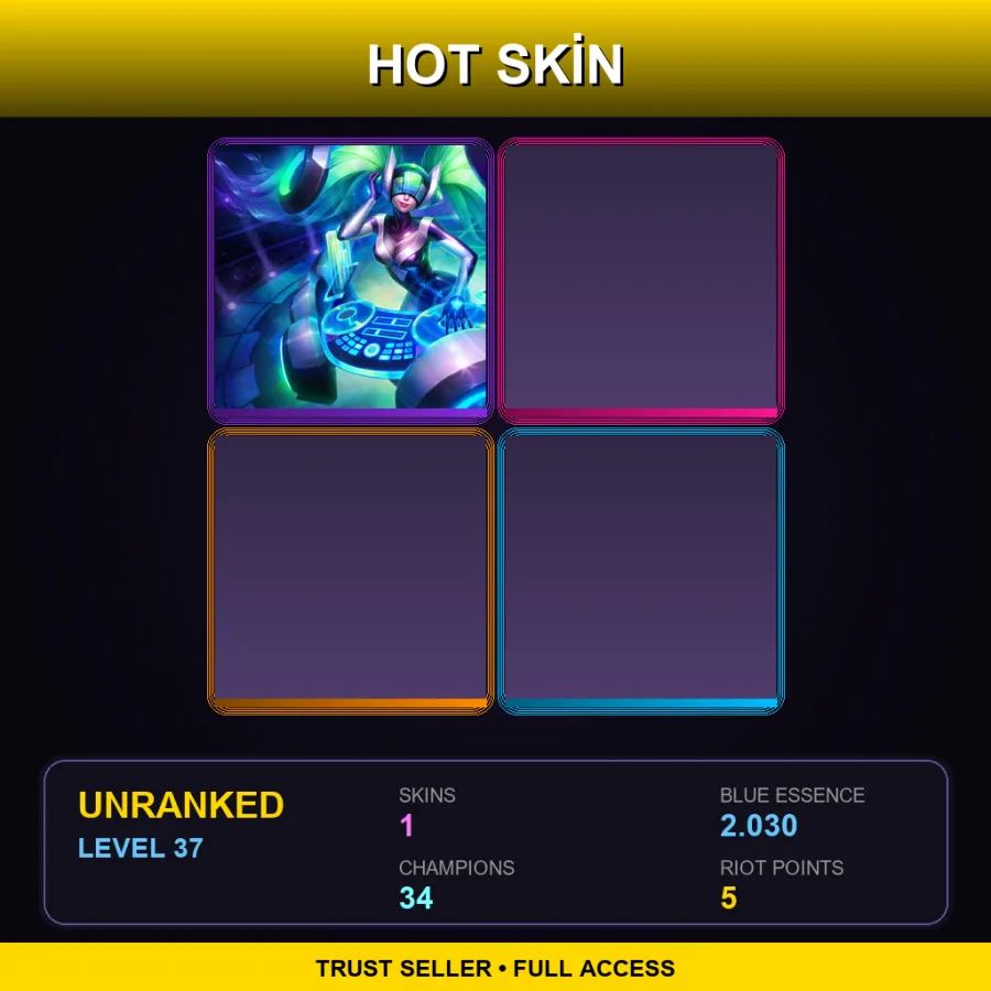 EUW | Lv37 | Unranked | 1 Skin | 34 Champ — LoL account