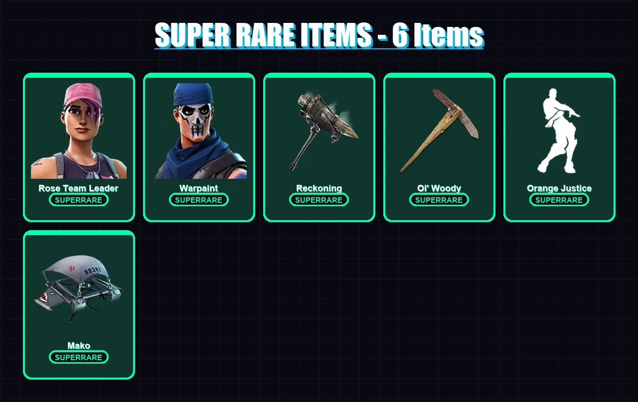 [PC/XBOX] | Rose Team Leader | Warpaint | Calamity | Drift | Carbide | 30 skin | 30 pickaxe | 29 emote | 43 glider | Lv442