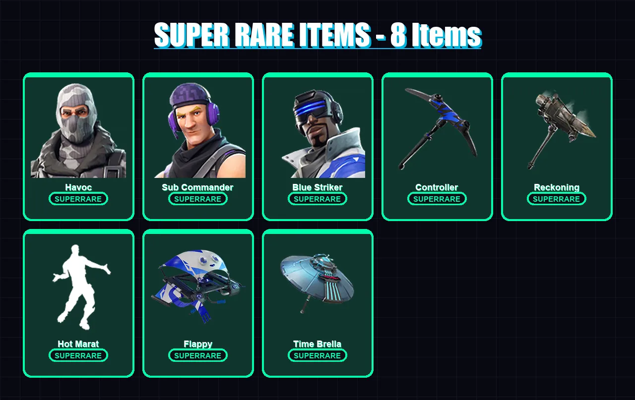 [PS4/PS5/XBOX/PC] | Havoc | Sub Commander | Blue Striker | Paradigm (Reality-659) | A.I.M. | 67 skin | 87 pickaxe | 61 emote | 91 glider | Lv987