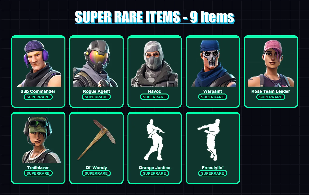 [PC/XBOX/PSN] | Sub Commander | Rogue Agent | Havoc | Warpaint | Rose Team Leader | 12 skin | 14 pickaxe | 7 emote | 9 glider | Lv58 — Fortnite account