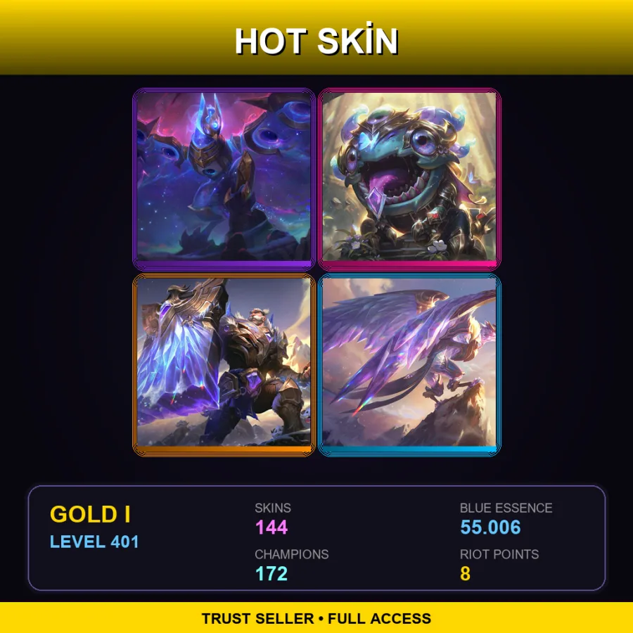 EUNE | Lv401 | Gold I | 144 Skin | 172 Champ