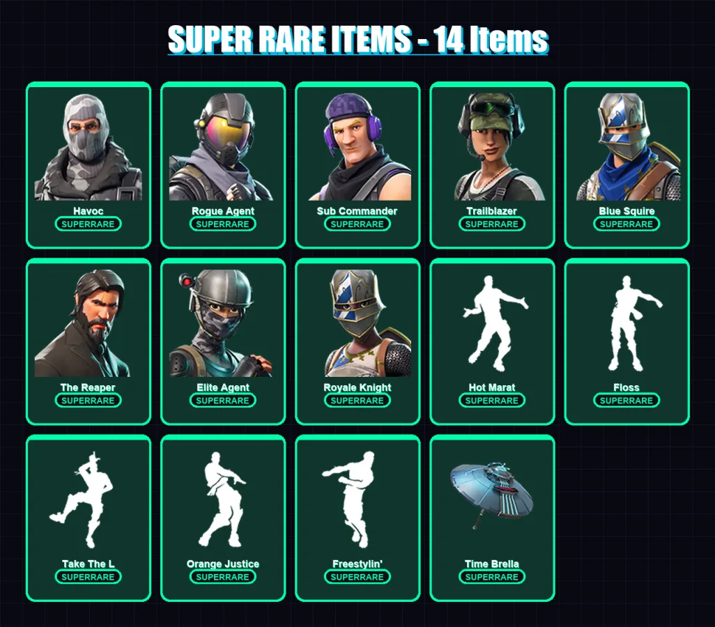 [PC/XBOX/PSN] | Havoc | Rogue Agent | Sub Commander | Trailblazer | Blue Squire | 45 skin | 45 pickaxe | 56 emote | 53 glider | Lv746 — Fortnite account