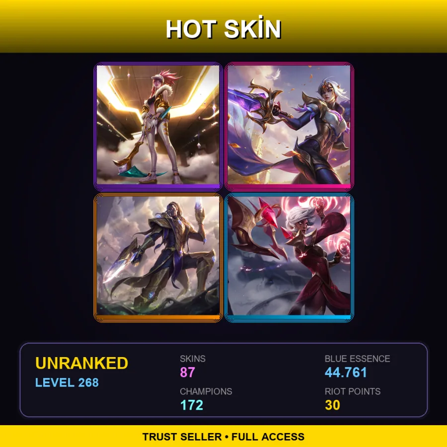 SG | Lv268 | Unranked | 87 Skin | 172 Champ