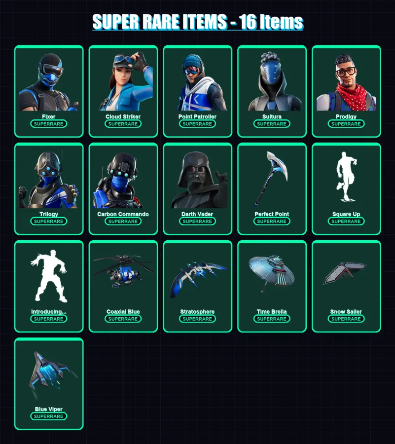 [PS4/PS5/XBOX/PC] | Fixer | Cloud Striker | Point Patroller | Sultura | Prodigy | 186 skin | 226 pickaxe | 189 emote | 210 glider | Lv3114