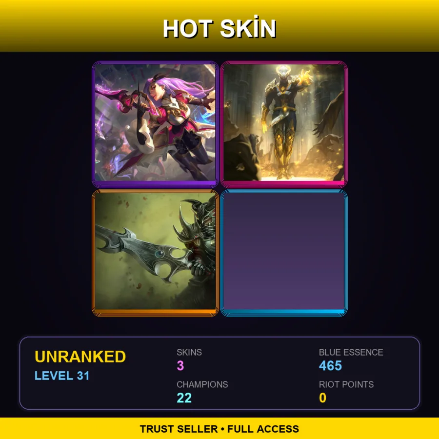TR | Lv31 | Unranked | 3 Skin | 22 Champ