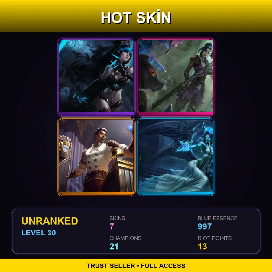 LAS | Lv30 | Unranked | 7 Skin | 21 Champ — Shadow Evelynn