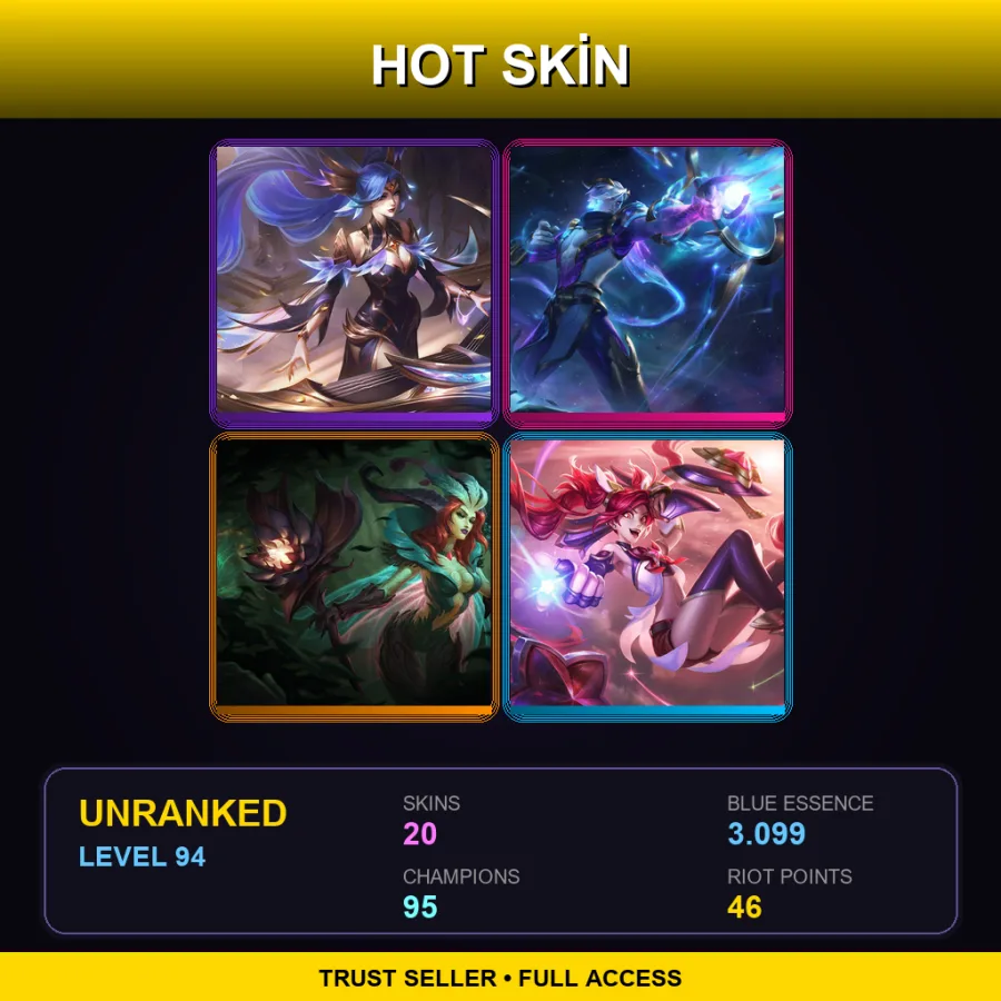 EUW | Lv94 | Unranked | 20 Skin | 95 Champ
