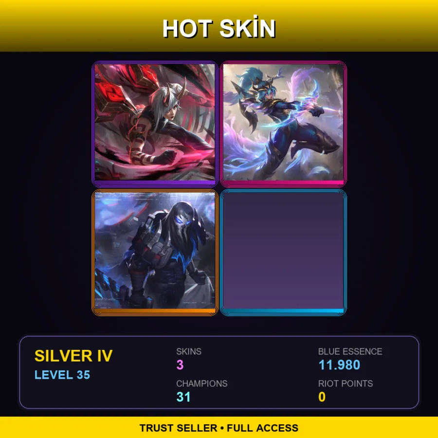 EUNE | Lv35 | Silver IV | 3 Skin | 31 Champ