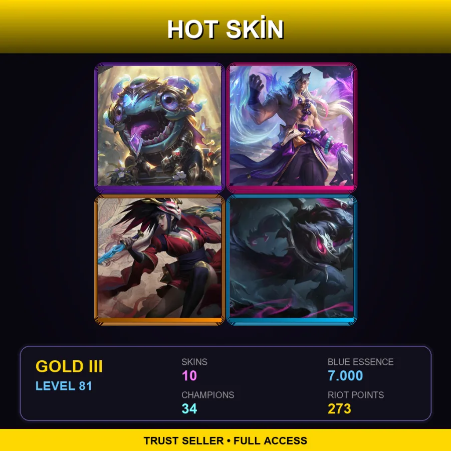 SG | Lv81 | Gold III | 10 Skin | 34 Champ