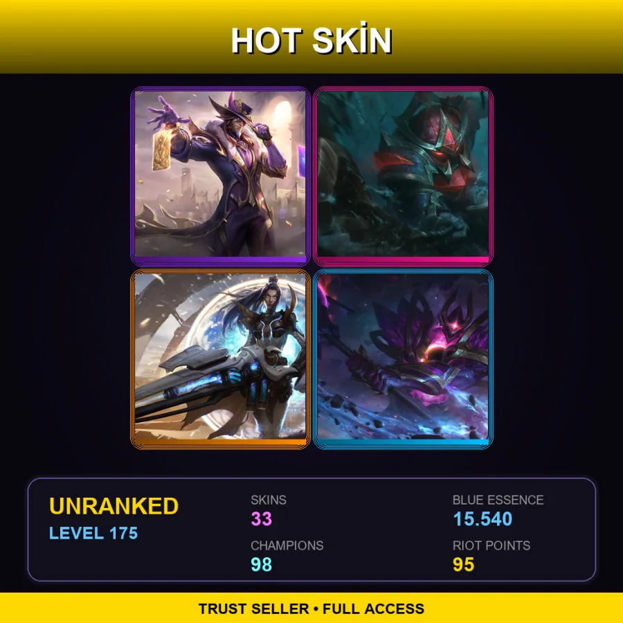 TR | Lv175 | Unranked | 33 Skin | 98 Champ
