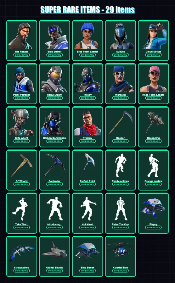 [PS4/PS5/XBOX/PC] | The Reaper | Blue Striker | Blue Team Leader | Sultura | Cloud Striker | 113 skin | 91 pickaxe | 135 emote | 85 glider | Lv921 — Fortnite account